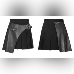 Punk Rave Split Faux Leather Layered
Buckle Detail Skirt Crushed Velvet XS